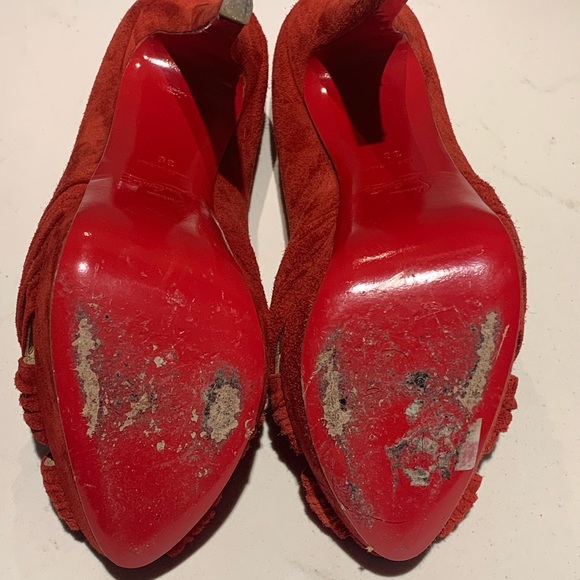 Christian Louboutin red suede platform pumps 38 - Picture 5 of 5